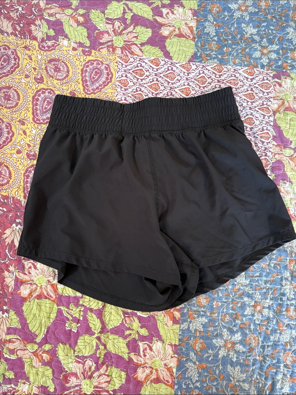 90 Degree By Reflex Black Athletic Shorts with Smocked Waistband